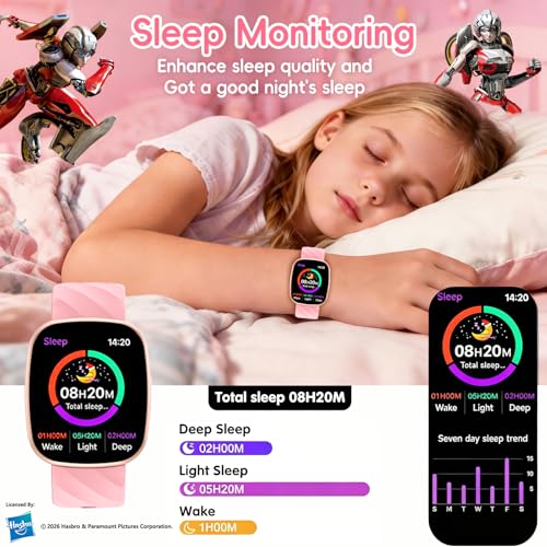 Transformers Kids Smart Watch for Boys & Girls, 1.78" HD Touchscreen Fitness Tracker with Heart Rate & Sleep Monitor, Sports Activity Watch with Pedometer, Birthday Gift for 5-16 Year Olds (Arcy-Pink) - image 3