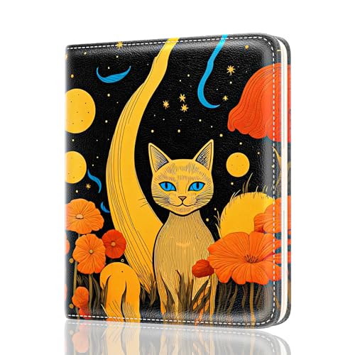 Image of Rouidr Womens Wallet, RFID Small Slim Wallet for Women, Cute Bifold Leather Pocket Credit Card Holder Ladies Mini Purse with Zipper Coin Pocket & ID Window, Golden Cat