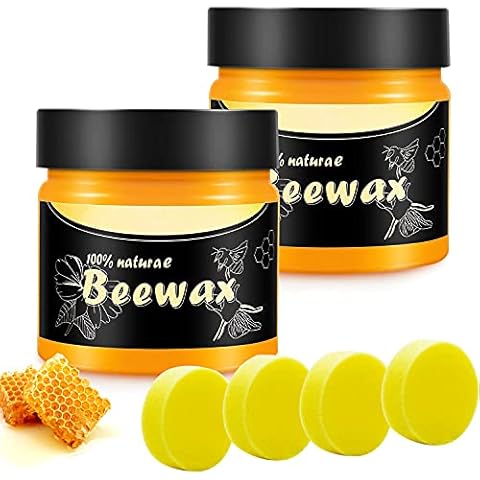 2021 Update Furniture Care Beeswax, Natural Wood Care Beeswax Waterproof Abrasion-Resistant for Furniture Care and Wood Protection, Polishing Agent for Wood and Furniture 2 x Sponges Cover