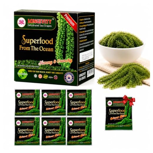 Longevity Dehydrated Sea Grapes, 4.23 oz of 6 packs, - Umibudo Green Caviar, Lato Seaweed, Precious Gift From The Sea | Enhance Health, Boosting Immune System.