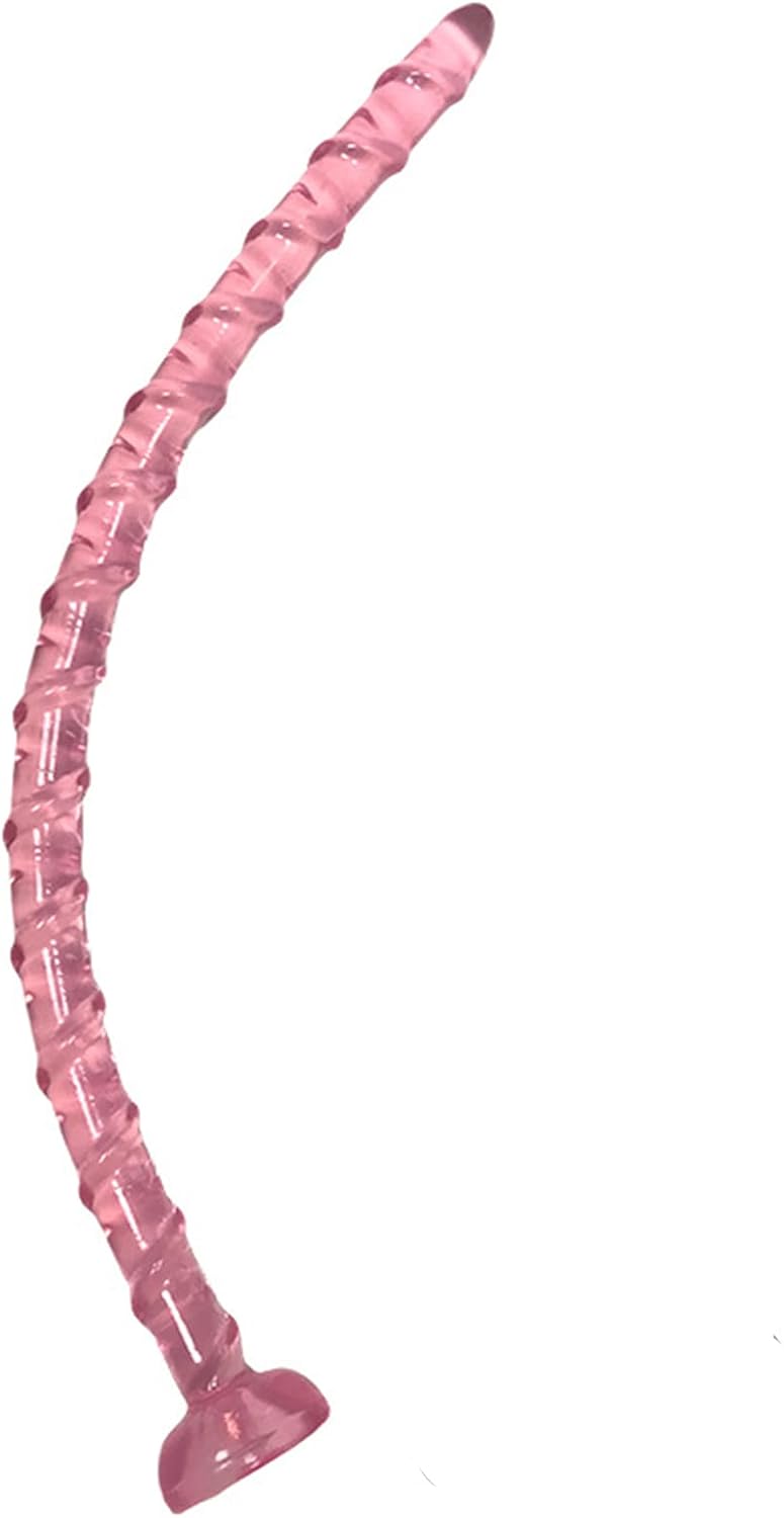 Super Long Anal Plug Dildo Liquid Silicone Anal Butt Plug with Spiral Texture Design, Ultra Soft Sex Adult Toy for Couple(Purple)