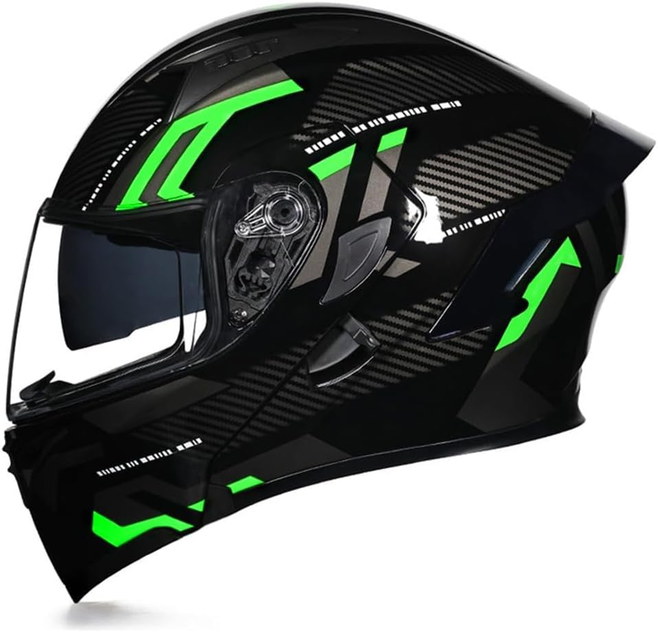Full Face Flip Up Motorcycle Modular Helmet Integrated Motorbike Dual Visor for Adults Men Women Moped Street Racing DOT Approved