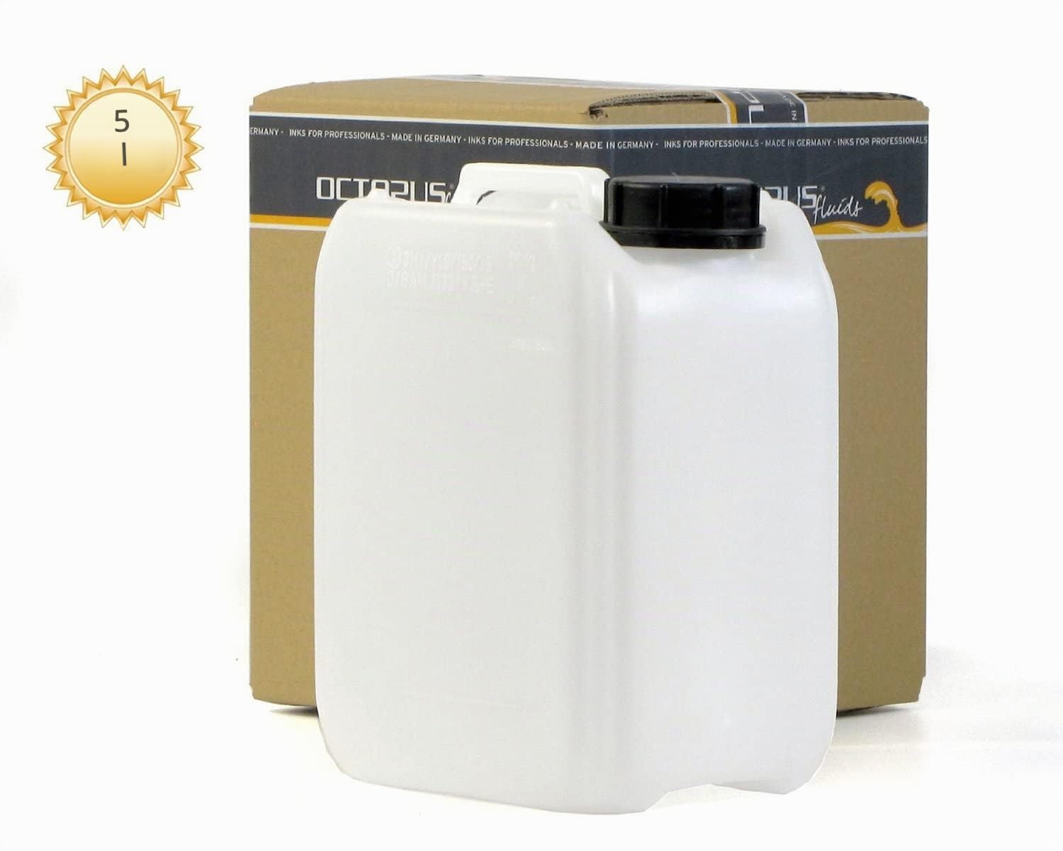 Octopus Lot de 2 bidons vides de 5 l, en polyéthylène haute densité, avec bouchon DIN 51 mm et homologation ONU, jerrican d'eau, qualité alimentaire