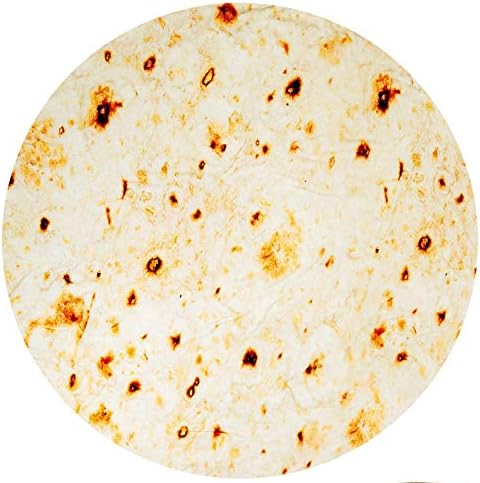Mgput Burrito Tortilla Blanket-Novelty Soft Flannel Burritos Wrap Blanket,Realistic Burritos Wrap Giant Round Blanket for Bed-Couch or Travel
