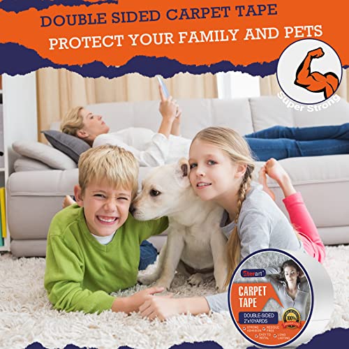 Eterart Double Sided Carpet Tape Heavy Duty For Area Rugs,Tile Hardwood Floors,Over Carpet,Rug Tape High Adhesive And Removable,Strong Sticky Tape,Indoor/Outdoor,Residue Free,2 Inches X 10 Yards,White #TOP1