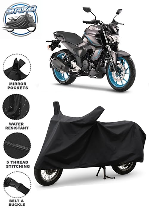 Image of Daxo Yamahaa FZ S FI Water Resistant - UV Protection & Dust Proof Full Bike - Scooty Two Wheeler Body Cover for Yamahaa FZ S FI (Black Colour)