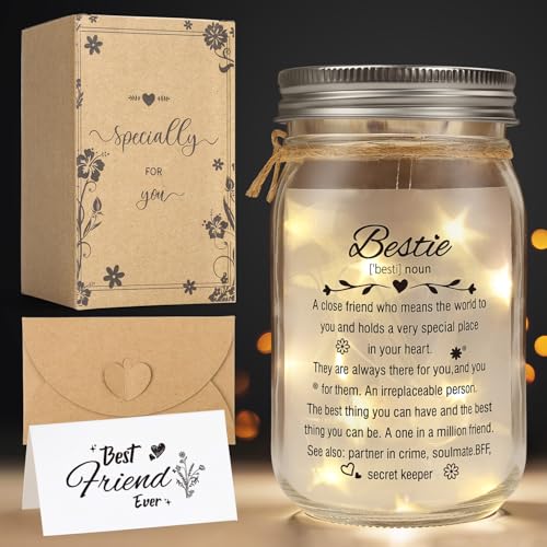 Image of Bestie Gifts for Women Friendship, Mason Jar Night Light,Gifts for Friends Female,Best Gifts Friend Gifts for Women Birthday,BFF Soul Sister Work Bestie Gifts for Thankgiving Gifts