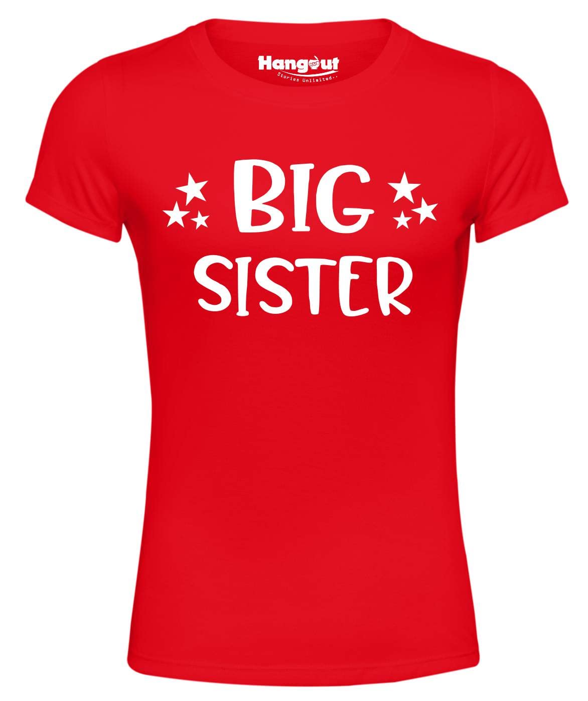 Hangout Hub Family Tshirt for Kids- Girl's Cotton Printed Regular Fit T-Shirts (Pack of 1) Little Sister|Big Sister|Princess|Worlds Best Sister| My Brother Has Best Sister| Matching Twinning Tees