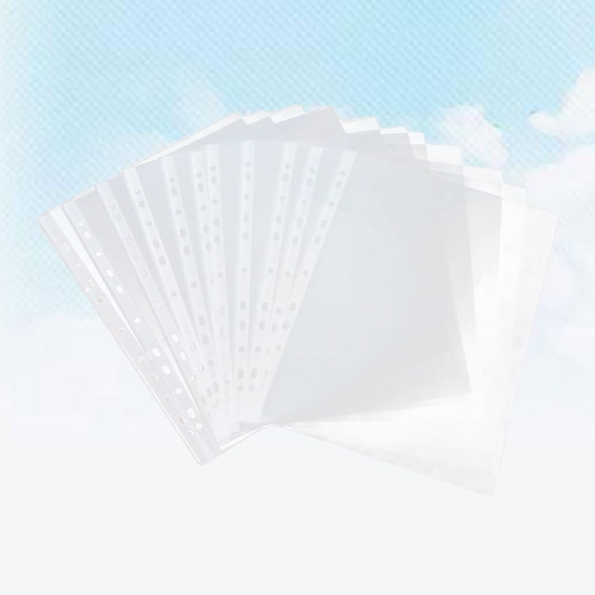 Housoutil Protector de Hojas para Carpeta A4 Transparente de Pvc 11 Orificios, 100 Unidades para Uso Escolar y Universitario Alta Claridad y Acabado Pulido