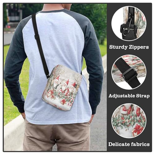 MCHIVER Small Messenger Bag Christmas Gnome Deer Crossbody Bag for Men Women Cell Phone Purse Wallet for Phone Passport4