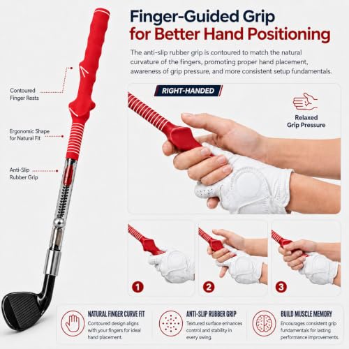 Golf Swing Trainer, Right Handed Tempo Release Timing Aid with Spring Metal Ball Feedback, 1 lb Stainless Steel Shaft, Finger-Guided Grip, 19.7-Inch Portable Warm Up Practice for All Skill Levels by Campolesis - Used condition - Image 5