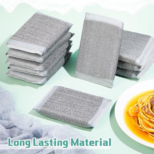 Image of Thyle 1 Pack Steel Wool Scrubber Kitchen Sponges, Heavy Duty Non Scratch Metal Sponges, Reusable Cleaning Scrub Pads for Dishes, Pots, Pans, Sink and Tough Hard Stains (Gray)