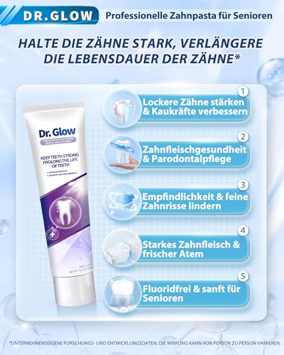Zahnpasta gegen Zahnfleischrückgang Dr. Glow Zahncreme für Senioren