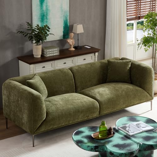 YOPENG 82.7" Modern Couch Upholstered Boucle Sofa with Metal Legs,