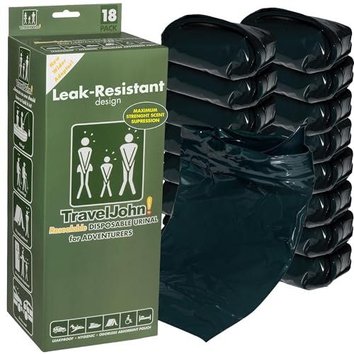 TravelJohn Adventurer Resealable Disposable Urinal – 18 Pack (TJ1C–C)