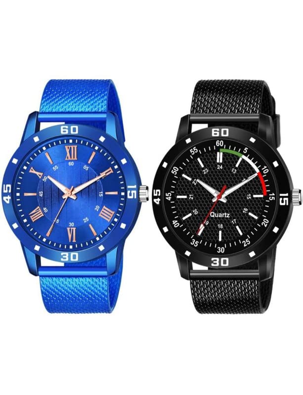 NAVYA ENTERPRISE Analog Silicone Strap with Blue&Black Dial Blue&Black Strap Round Shape Casual Men Watch (Pack of 2) (B0C691P92V) Amazon Price History, Amazon Price Tracker
