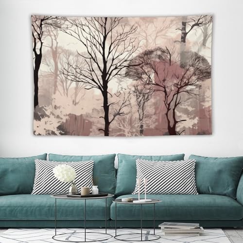 Tapisserie murale arbres pour créer un coin nature esthétique au salon