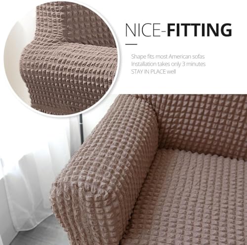 Image of Bails Sofa Cover 1 Seater Fully Covered | Sofa Cover 3 Seater Fully Covered | Sofa Cover 1 Seater | Universal Elastic Bubble Fabric with Frill Sofa Protector Cover (Mouse, 1 Seater)
