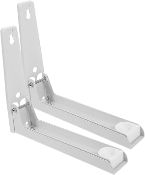 Mikikit 2pcs Wall Mounted Microwave Shelf Folding Bracket for Kitchen Storage Support Frame Space-saving Design for Microwave Ovens