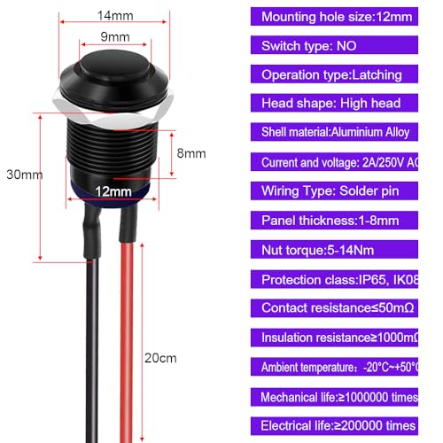 Snapklik.com : Gebildet 3Pcs Prewired IP65 Waterproof Push Button ...