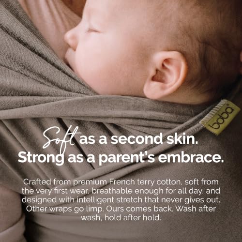 Image of Boba Baby Wrap Carrier - Original Baby Sling Carrier for Newborns (7-35 lbs), Soft, Secure, Hands-Free & Ergonomic, Ideal for Comfortable Bonding, New Parents (Grey)