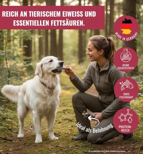 RiNa Kaustange für Hunde 100% Kabeljau- und Lachshaut, Fischsnack 3x80 g