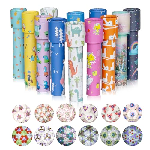 ARTGHJL 12 Piezas Caleidoscopio, Caleidoscopio Infantil, Juguete Caleidoscopio de Papel, Caleidoscopio Mágico Giratorio, para Cumpleaños Infantiles, Año Nuevo, Navidad, Escuela(Color al Azar)