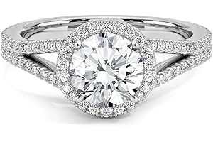 1.00 Ct. Certified Moissanite Ring, D Color VVS1 Clarity, Split Shank Halo Engagement Ring