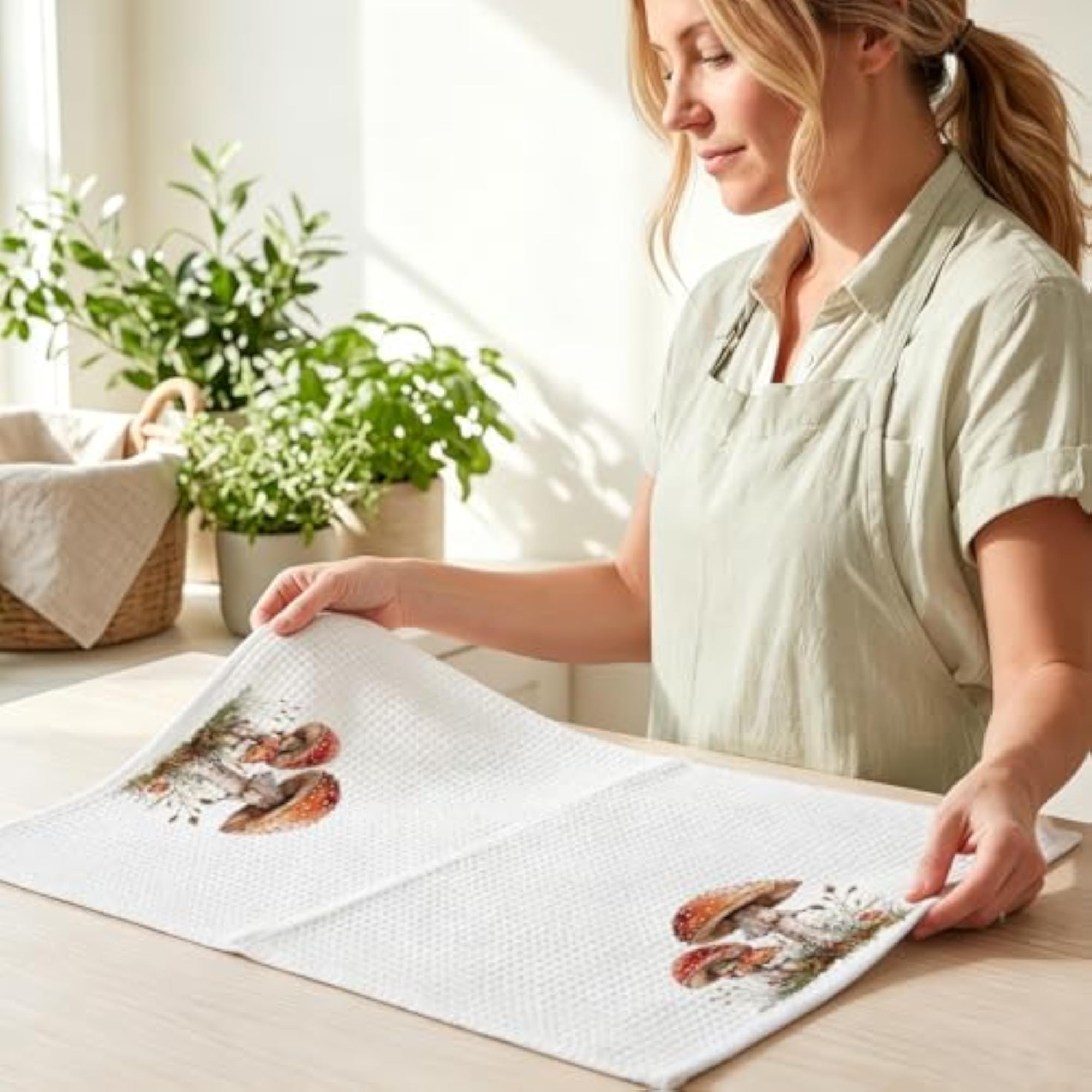 4 Pcs Mushroom Decorative Hand Towels Set, Gift
