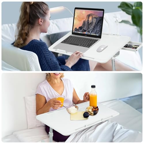 Image of iXTRA Adjustable Laptop Lap Desk with Cooling Fan USB Light for Adults 56x32cm,White