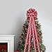 WRAPAHOLIC Large Christmas Tree Topper Bow - 13 x 52 Inch Red Candy Cane Christmas Tree Topper Ribbon Bow Wreath Bows with Wired Edge for Xmas Ornament Indoor Outdoor Decoration