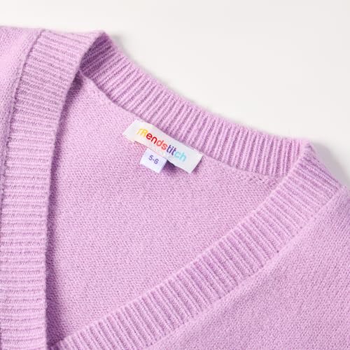 Girls' Cardigan with 3D Flowers Embroidery, Cropped Knit Sweater Shrug for Kids, Long Sleeve Uniform Cardigans for 5-12 Years3