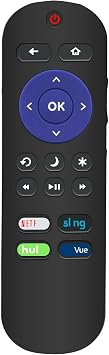 101018E0003 Replacement Remote Control Applicable for Hitachi Roku TV 43R80 49R80 55R80 65R80 49R81 55R81 60R70 49RH1 55RH1 32RC23 50RC6 60RH2