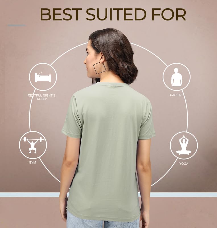 Image of Sleepynuts Women Boyfriend Plain Round Neck Half Sleeve T-Shirt