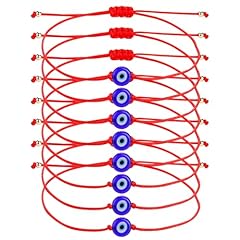 8 Pcs - Red Rope - Blue Beads