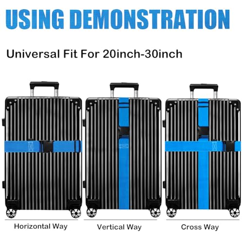 Image of Luggage Straps for Suitcases TSA Approved-2 Pack Bright Personalized Luggage Belt Strap for Suitcase /Carry On Bag Luggage Accessories for Travel (SkyBlue)