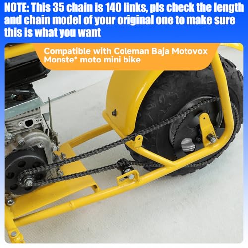 Image of YOXUFA #35 Roller Chain for Mini Bike Coleman CT100U CC100X Baja Doodle Bug Dirt Bug Racer DB30 Motovox MBX10 MBX11 MMB80 Predator 79cc 97cc 100cc Engine Powersports Parts 140 Links Drive Chain