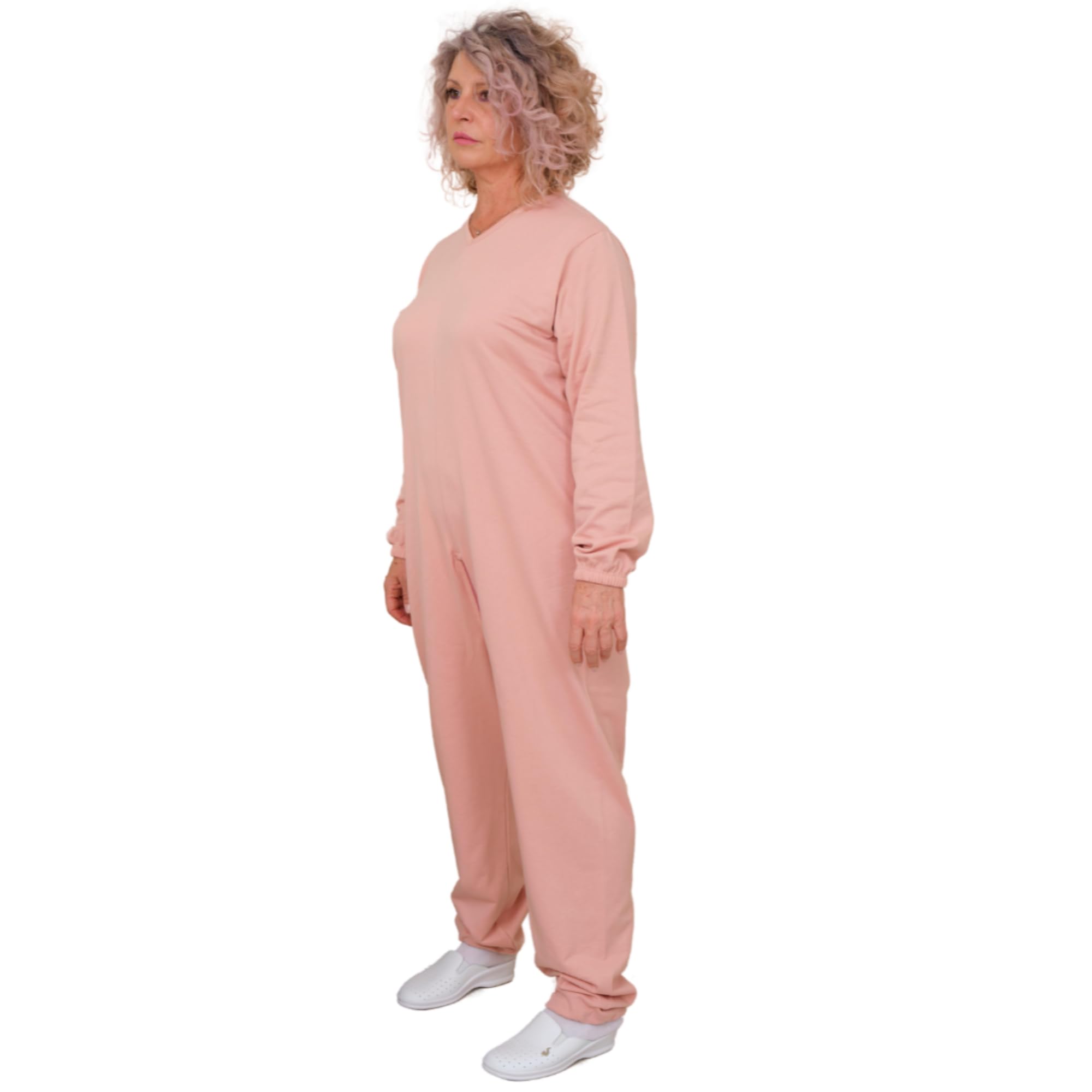 FERRUCCI COMFORT Pigiama Sanitario Felpato Invernale Rosa da Donna, 9078-F, per Incontinenza, Alzheimer, con Cerniera sul Dorso