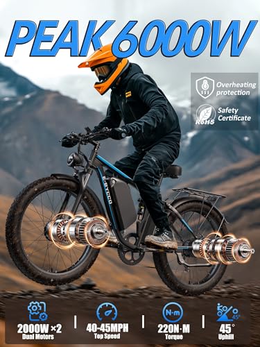 E·Bycco 6000W Peak Dual Motor Electric Bike for Adults, 52V