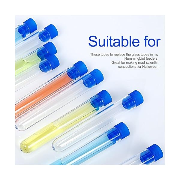 Teenitor-50-Pack-Clear-Plastic-Test-Tubes-with-Blue-Caps-1378mm-Great-for-Halloween-Party Teenitor-50-Pack-Clear-Plastic-Test-Tubes-with-Blue-Caps-1378mm-Great-for-Halloween-Party