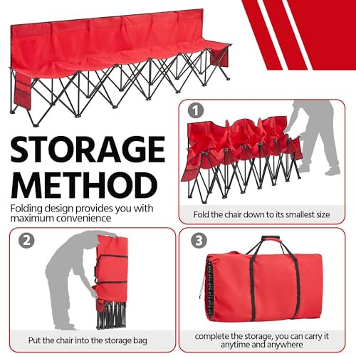 image for Yaheetech Foldable Sideline Bench for Sports Team Portable Soccer Chai