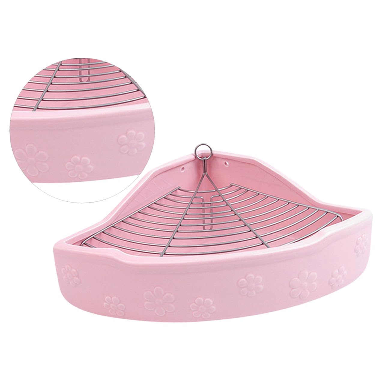Praktische Rosa Keramik Haustiertoilette für Kaninchen und Kleine Haustiere Bissfest und Kippsicher mit Dreieckiger Form für Platzsparendes Training