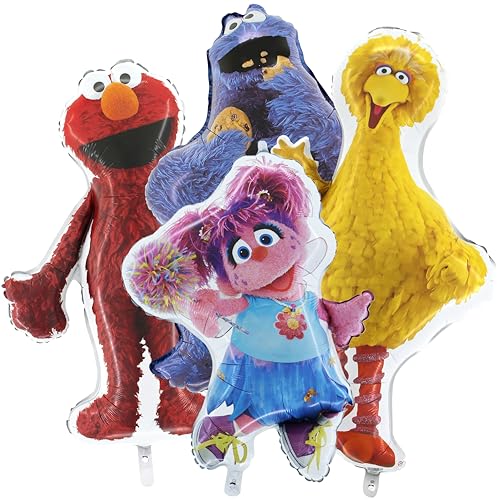 Toyland Sesame Street Pack of 4 Jumbo Foil Balloons - Abby Cadabby Big Bird Cookie Monster & Elmo Characters - Kids Party Decorations