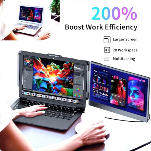 Image of CIDETTY Laptop Screen Extender, 14 inch Dual Portable Monitor FHD 1080P IPS, USB-C /HDMI Plug & Play Travel Screen for 13-17 inch Laptops, Compatible with Wins /Mac /Chrome /Switch /Android