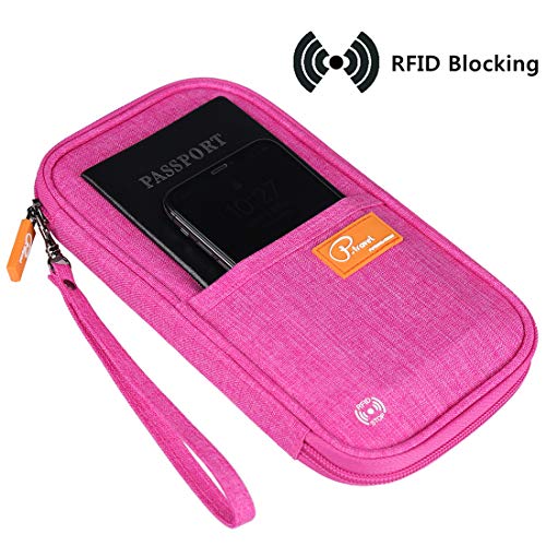 Image of VanFn RFID Travel Passport Wallet, Family Passport Holder, Trip Document Organizer P.Travel Series (Rose Red)