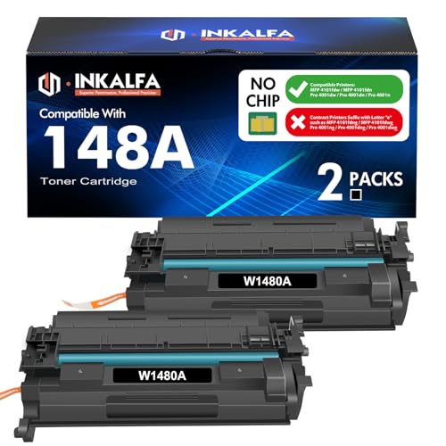 148A Toner Cartridge Black 2 Pack Compatible Replacement for HP 148A 148X W1480A W1480X for HP Laserjet Pro 4001dw 4001dn 4001n MFP 4101fdw 4101fdn Printer High Yield Ink