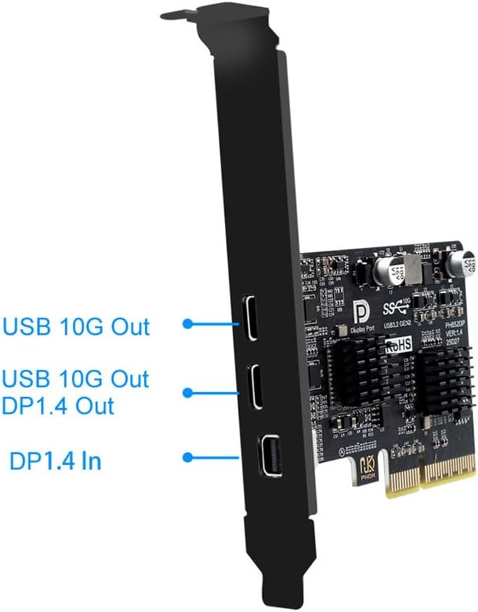 USB-C PCIE カード Type C PCI-Express - USB 3.2 10Gbps+DP1.4 PCI Expre