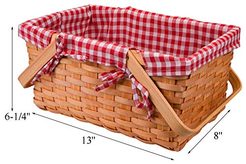 Yesland Picnic Basket, Natural Woven Basket With Double Folding Handles, Woodchip Basket & Organizer Blanket Storage For Egg Gathering, Wedding, Candy Gift & Toy (13 X 8 X 6-1/4 Inches) #TOP1