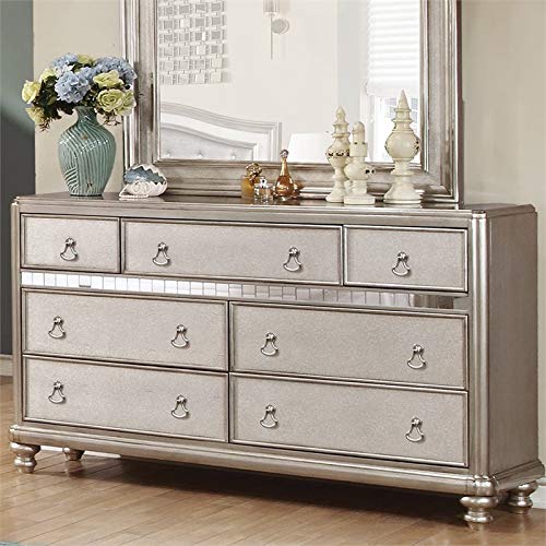 Coaster Bling Game 7-Drawer Dresser With Stacked Bun Feet Metallic Platinum #TOP1