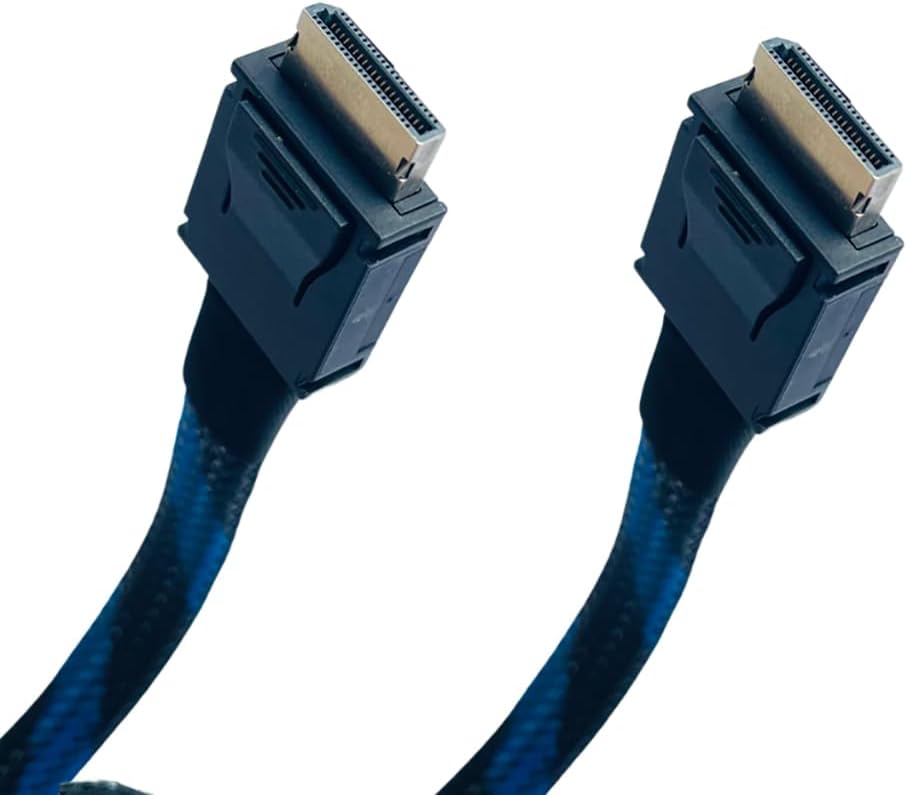 JMT PCIE4.0 x4 SFF8611 to SFF-8611 Extension Cable Support 24Gbps SAS-4 Compatible with Ouclink 4i Full Function (100cm)